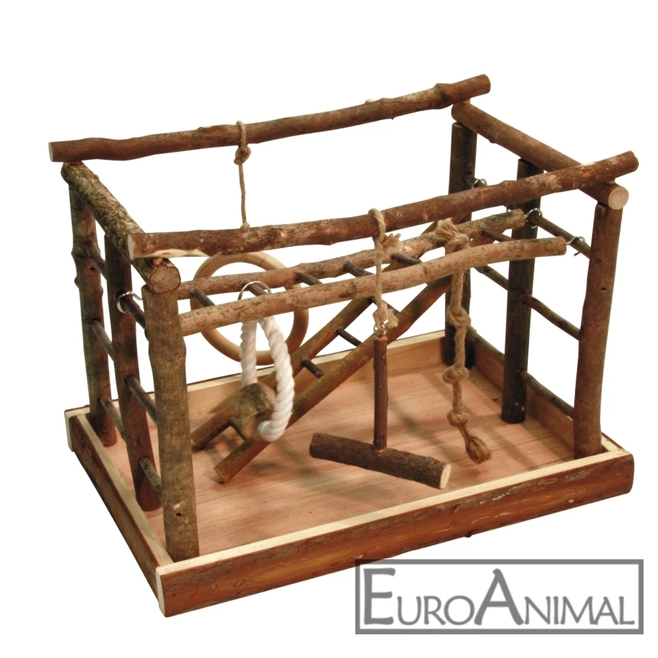 Vogelspielplatz 35x25x25cm NATURHOLZ Leiter Sittich Sitzstange Ring Bausatz  - Bild 1 von 1
