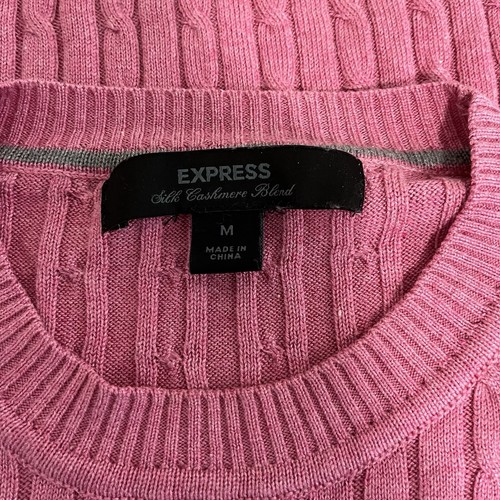 Suéter Express Mujer Medio Rosa Seda Mezcla Cachemira Tejido con Cable Manga Larga - Imagen 8 de 12