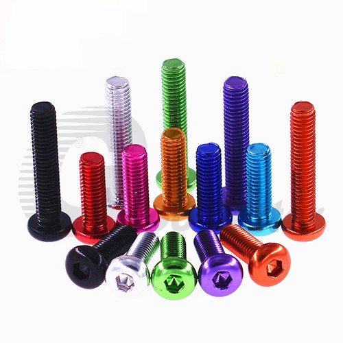 M2.5 Aluminum Button Head Socket Cap Screws Allen Bolts Hex Drive Anodize Colors - Picture 3 of 8