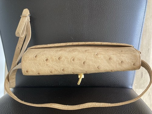 Vintage Handtasche von AR Alfred Roth aus Straußenleder braun beige - Bild 13 von 17