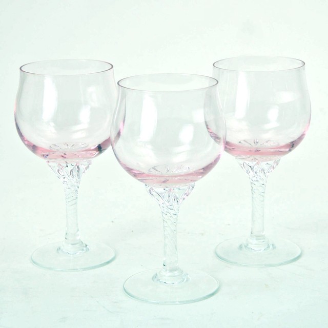 Sasaki Coronation 6 5 Pink Bowl Water Wine Glasses 10oz Clear Twist Sasaki Coronation 5 1 2 Pink Bowl Wine Glasses 6 Oz Clear Twist Stem