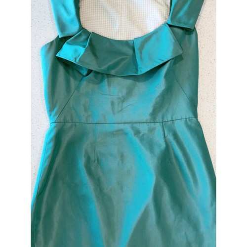 Lela Rose Green Silk Fitted Cocktail Sheath Dress SZ 4 - Picture 5 of 12