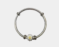 Pure Silver Sunflower kids Girl Baby Bangle 2 inches