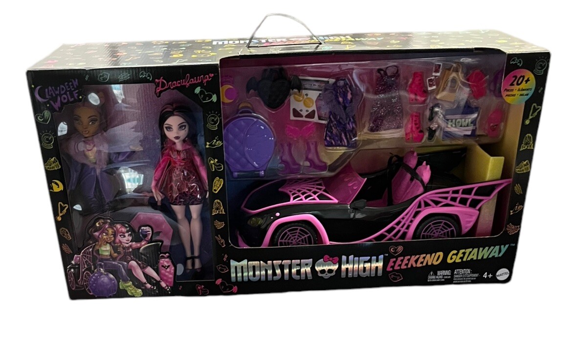 Monster High Eeekend Getaway Playset Draculaura Clawdeen Wolf Doll and  Vehicle