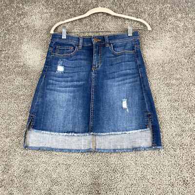 Harper A-Line Denim Skirt Women's Size Small Blue High Low