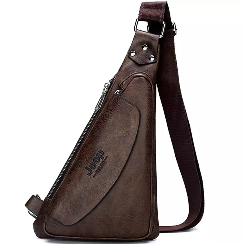 Bolsos de Hombro para Hombre Bandolera Pequeños Cuero Dividido Moda Pecho Bolso Informal Foto 3 de 4