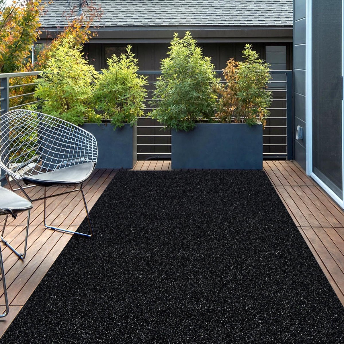 Amazon Prime Indoor Pure Black Outdoor Rug For Patio, Large Floor