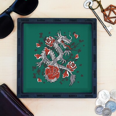Drache mit Rosen Diener Tablett, Aufbewahrung Catchall Tablett für Schlüssel, Uhren, Schmuck