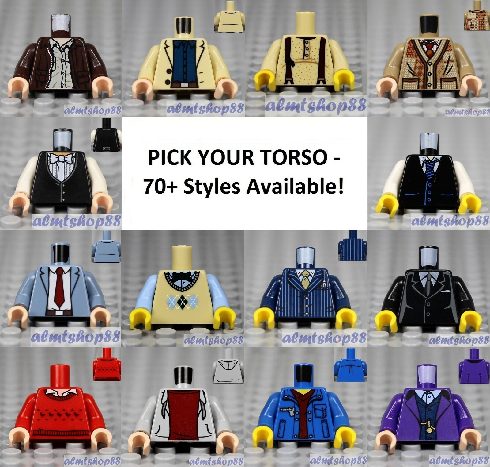 LEGO - Torsos CITY Male - PICK YOUR STYLE - Minifigure Body Parts Vest Town B 