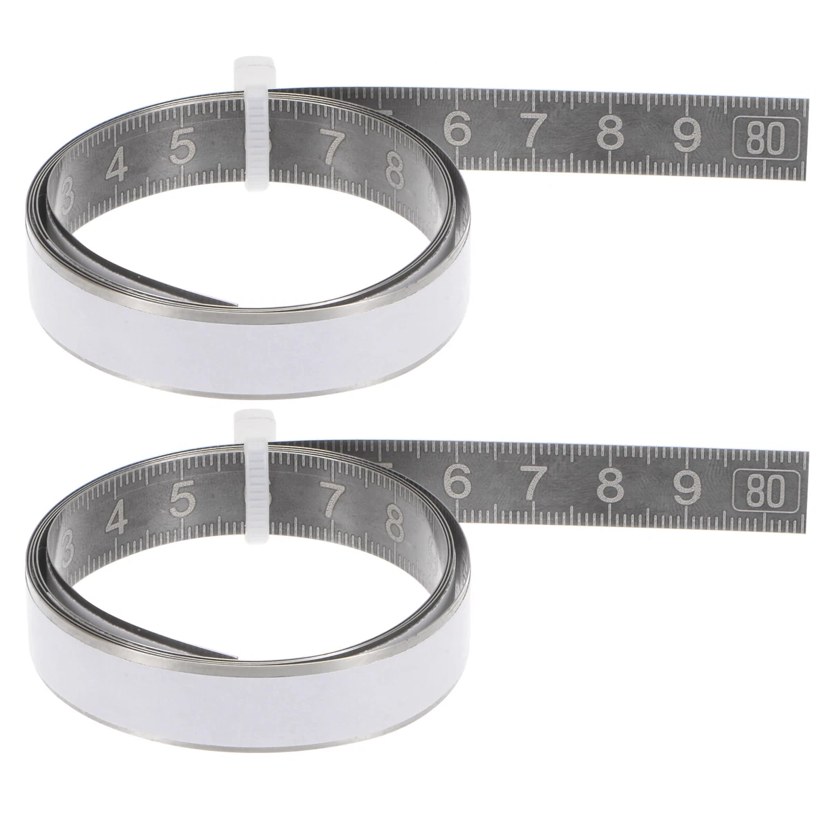 Adhesive Tape Measure 500cm Metric Left to Right Read Steel sticky Ruler,  White