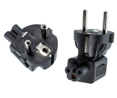 DINIC Netzadapter Schutzkontaktstecker CEE 7/7 auf C5 Stecker gewinkelt