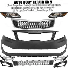 Front Bumper Cover Fascia & Head Light Assembly Pair For 2012-2013 Kia Optima