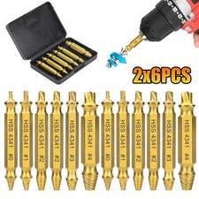 12pcs Damaged Screw Extractor Speed Out Drill Bits HSS Broken Bolt Remover Tools