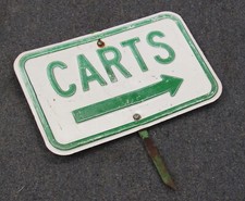 Vintage Metal Golf Course Carts Direction Arrow Sign 13 7/8" x 9"