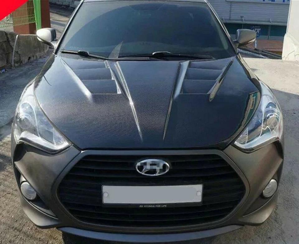 Fit for Hyundai Veloster 2011-2016 Carbon Fiber Front Hood Vented Bonnet Cover - Image 2 of 4