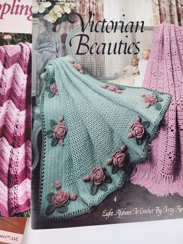 Lot 4 Vintage Leisure Arts Afghan Magazines Knit Crochet Leaflets Baby Blankets - Picture 2 of 15