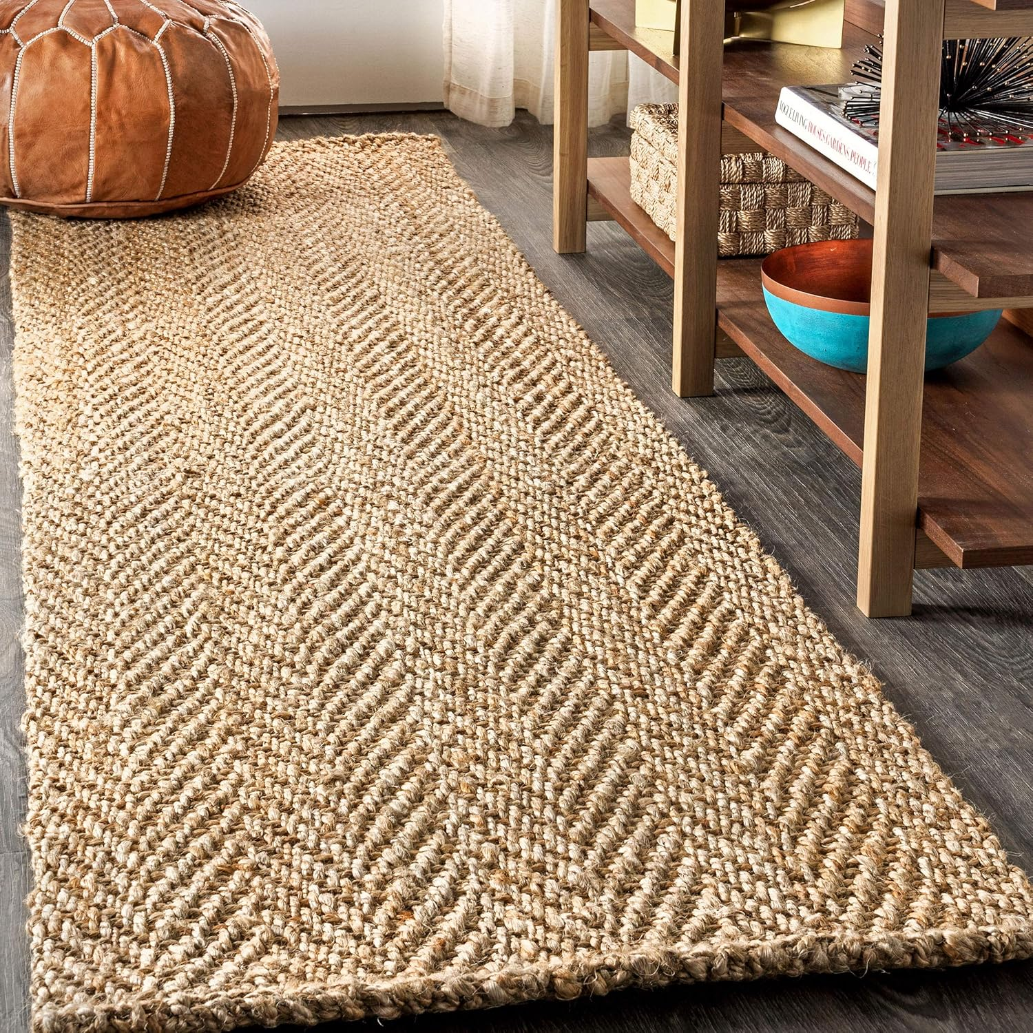 NFR101A-28 Espina Hand Woven Herringbone Chunky Jute Indoor Area -Rug Bohemian F