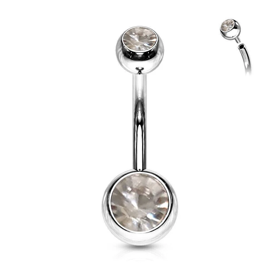 1 Ct Round Cut Simulated Diamond Belly Button Stainless Steel Gift For Her - Image 3 of 4