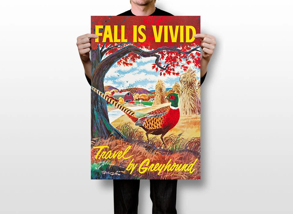 Fall Is Vivid 野鸡 20 世纪 60 年代复古旅行墙艺术家居装饰 - 海报 20"x 30" — 第 3/3 张图片