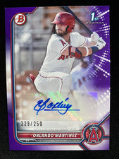 2022 Bowman ORLANDO MARTINEZ 1st Rookie #PPA-OM PURPLE AUTO #229/250 Angels RC