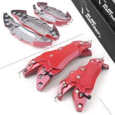 4x Red Metal 3D Style Car Universal Disc Brake Caliper Front&Rear Cover Kit M+S