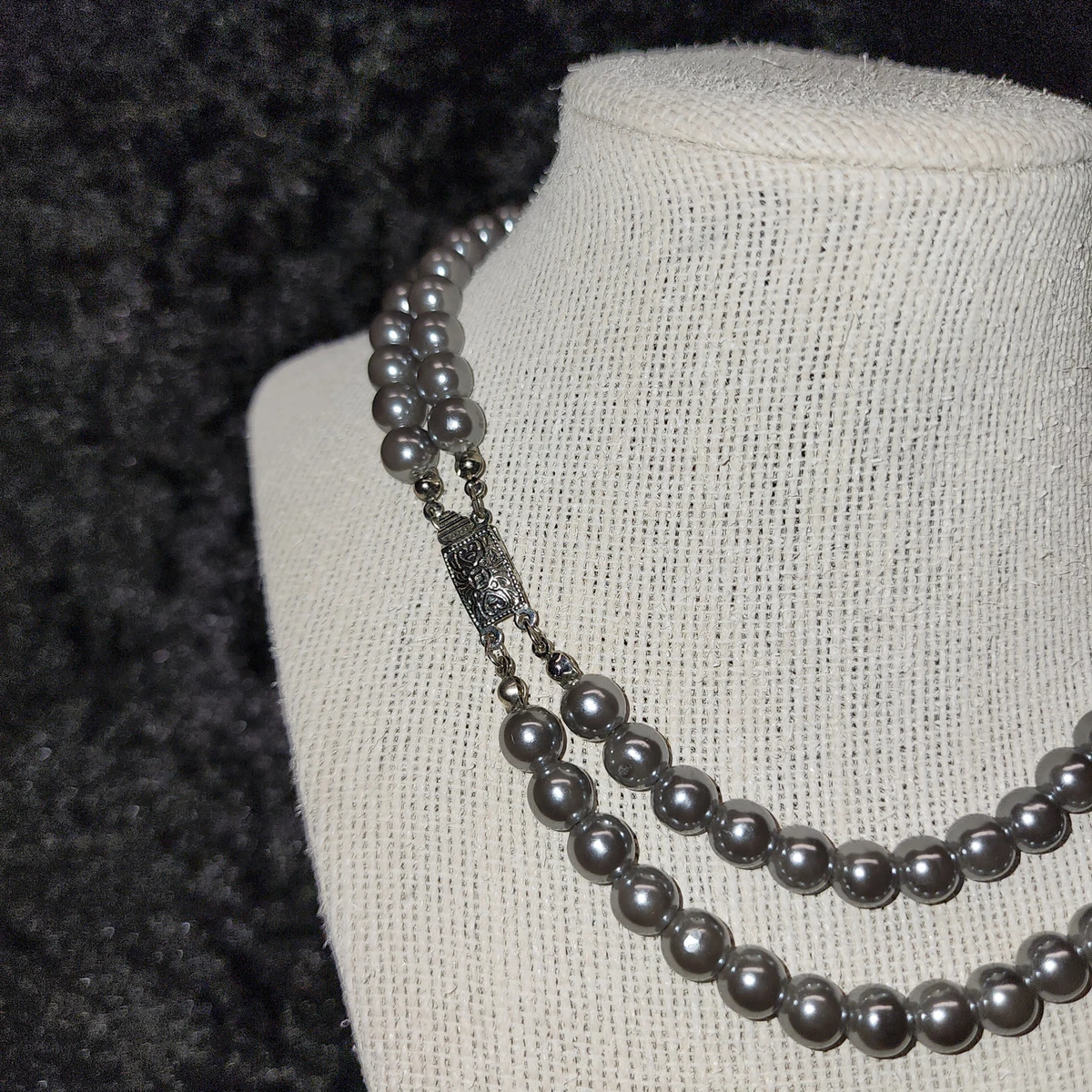 Faux grey pearl best sale necklace