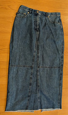 Vintage Ralph Lauren Jeans Co. Maxi Pencil Skirt Blue Denim Back-Slit - 14