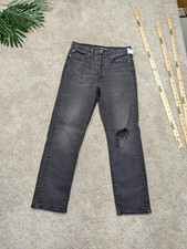 Levis Jeans Womens 28 Black Wedgie Straight Demin Button Fly Cotton Rip Distress