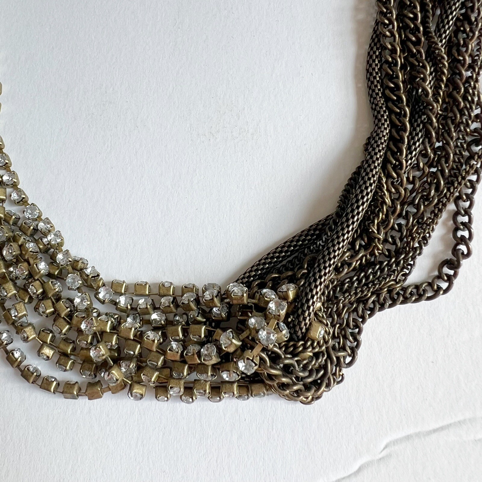 Multi layer chain rhinestone statement necklace b… - image 2