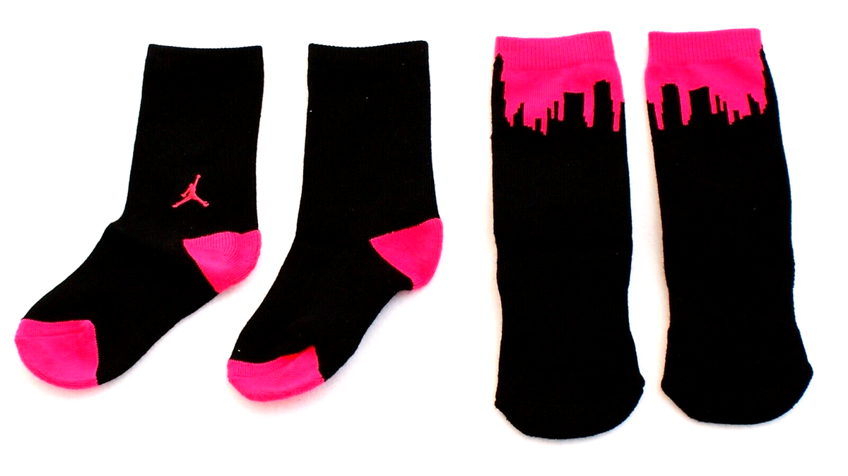 Nike Jordan Jumpman Black & Pink Crew Socks 2 in Package Nike Jordan Jumpman Black & Pink Crew Socks 2 in Package