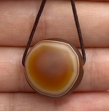 Collectible Genuine Ancient Tibetan Luk Mik Goat’s eye banded Agate stone Bead