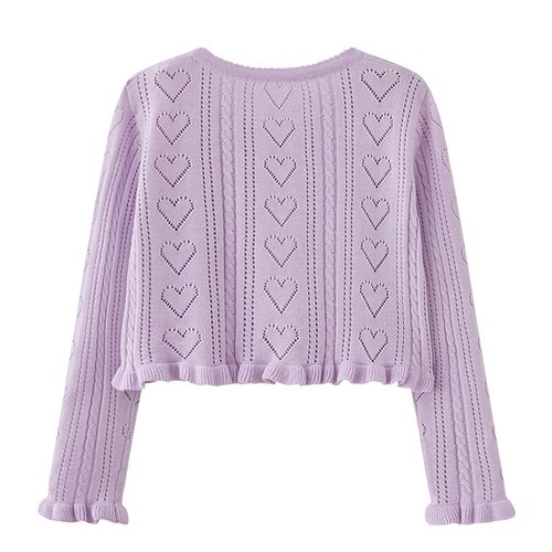 Girls Bolero Shrug Cardigan Sweaters Kids Long Sleeve Cropped Knit Sweater Tops - Picture 17 of 30