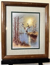 1985 - Andres Orpinas - Print - Flying Ducks - Art - Framed - Signed