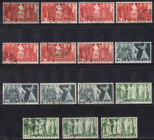 SCHWEIZ/SCHWEIZ 1938-57 HOHE WERTE. VERSCHIEDENE PAPIERE. GEBRAUCHT