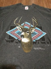 Gray Deer Sweatshirt Whitetail Deer Odocoileus Virginianus Size Large L