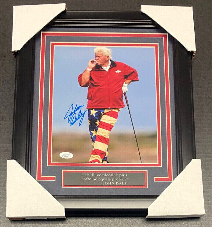 JOHN DALY CAFFIENE NICOTINE SMOKING AUTOGRAPHED 8x10 FRAMED PHOTO Beckett Bas