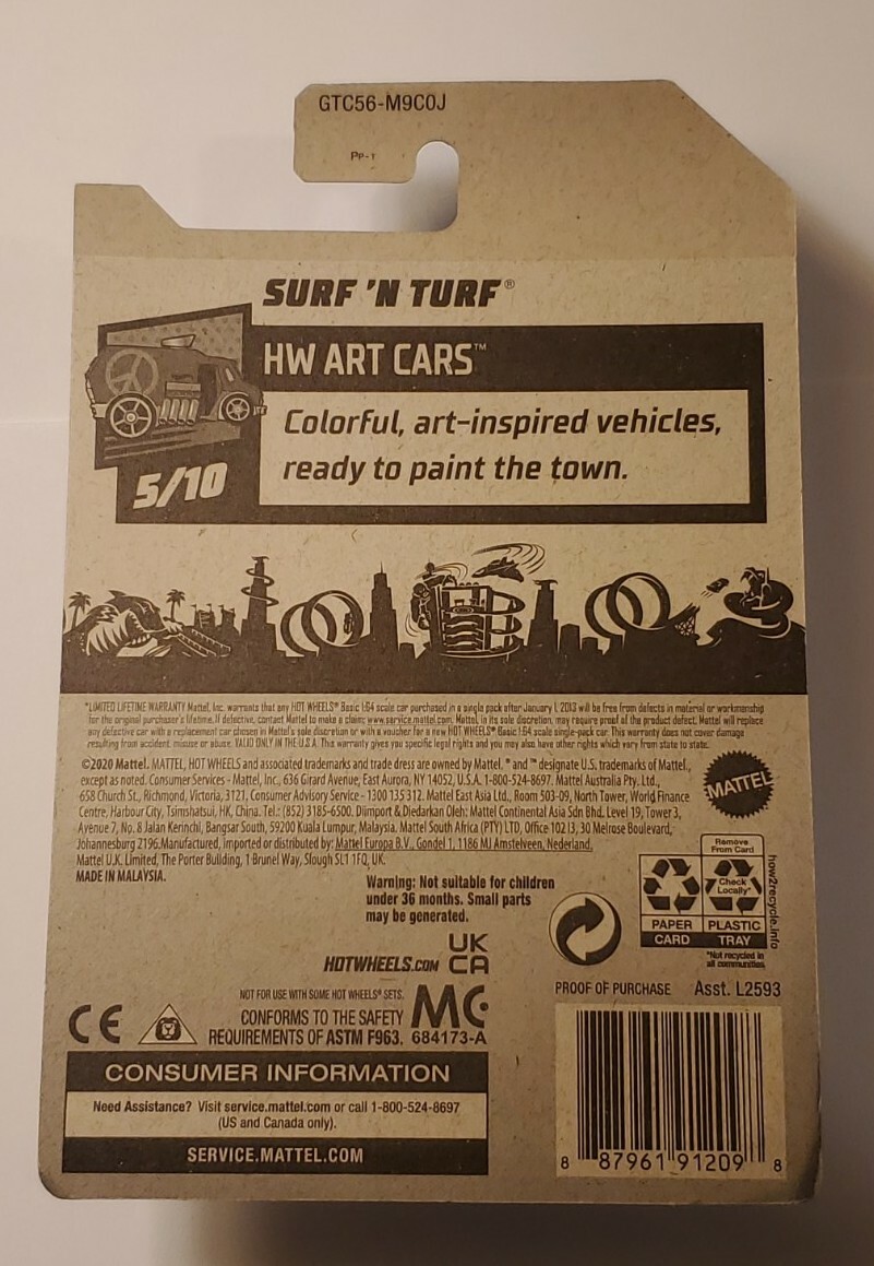 2021 Hot Wheels SURF 'N TURF #66/250 HW Art Cars 5/10 (White) | eBay