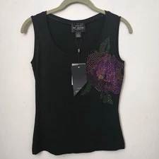 NWT $245 ST JOHN BOUTIQUES Embellishments Caviar Multi PF 10 GRP 2 Top/Shirt P