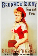 6381.Beurre D'Isigny Garanti pur Bretel Freres Poster.Wall Art Decorative.