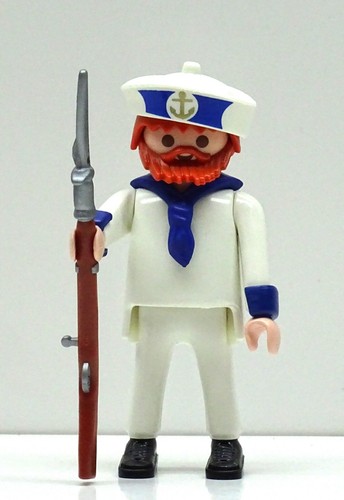 Sailor White Blue Playmobil to Navy Ship Boat Harbor Scarf Sea Soldier RARE - Picture 17 of 21
