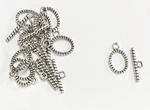 50 sets antique silver oval Toggle Clasps, bulk twisted toggle clasp - Picture 2 of 4