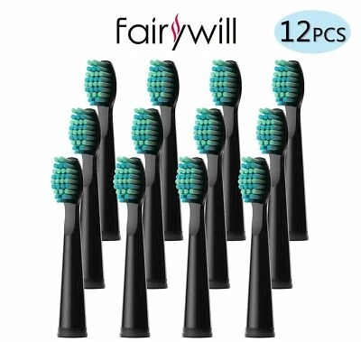 12 Ersatzbürsten Weiche Borsten Aufsteckbürsten Schwarz Fairywill FW-507 508 917