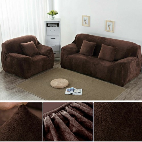 Dicke Samt Sofabezug Stretch 1/2/3/4 Sitz Couch Slipper Möbelschutz - Bild 9 von 74