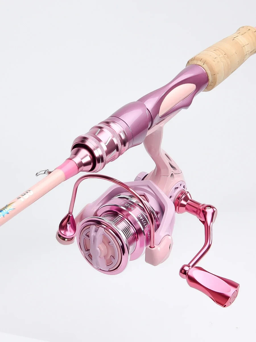 Macaron Pink Fishing Rod and Reel Spinning Combo by HAUTTON