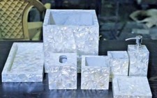 White 7-piece Bathroom Set Mop Inlay Stone For Bathroom Accessories Living Decor