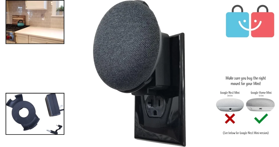 Versatile Wall Hanger Stand for Google Home Mini - Fits Any Outlet Configuration - Image 2 of 4