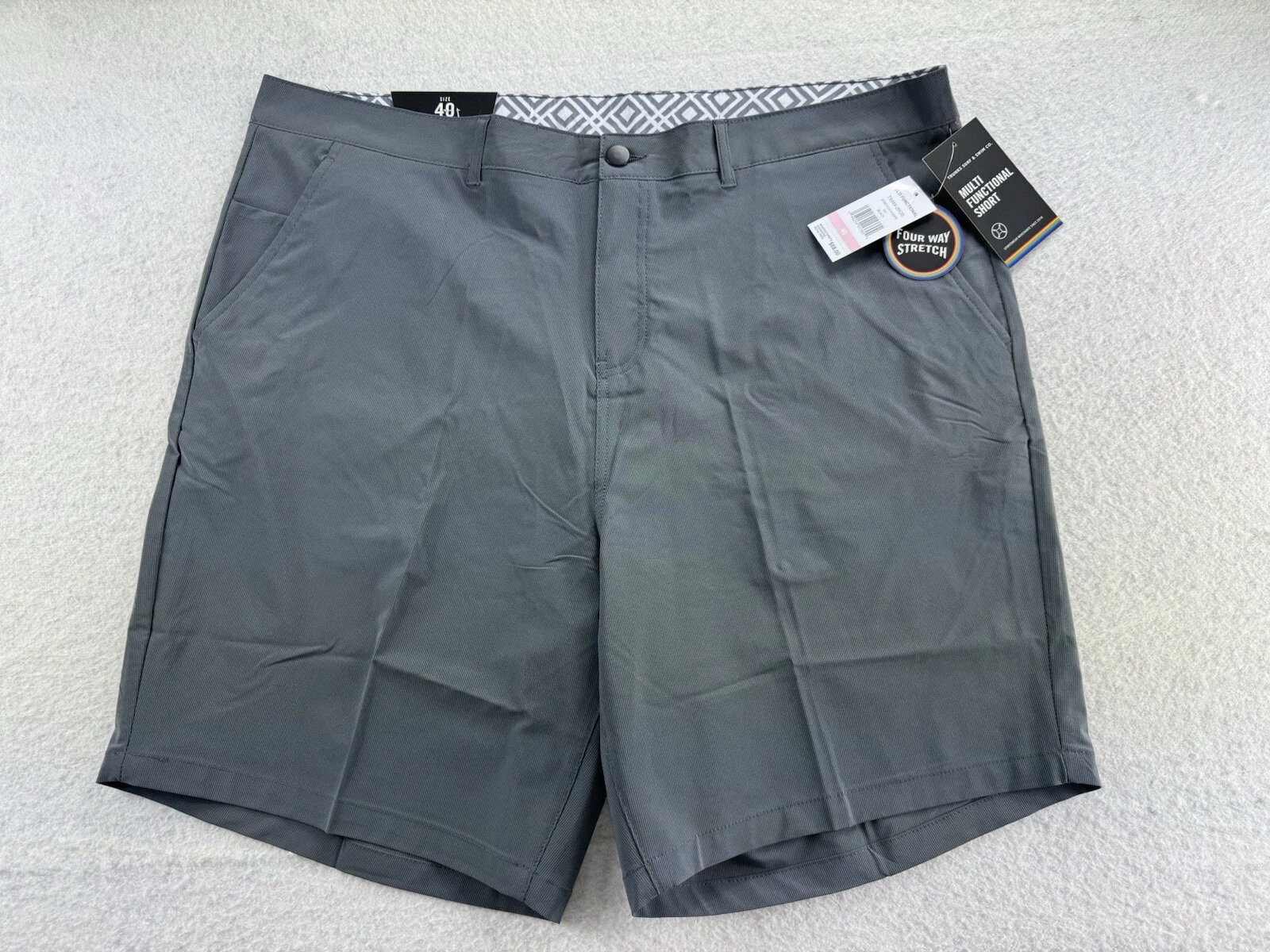 Trunks Turf & Swim Mens Modern Shorts Size 40 Dark Grey Striped Multi Functional