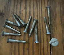 Antique Wood Screws 12 X 1-1/2” Flat Head Slotted American Made 12 Pk Free Ship