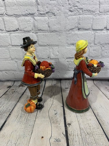 Vintage ThanksGiving Candle Holding Resin Figurines - Picture 4 of 6