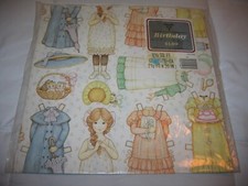 Vintage 70's Prairie Girl Bonnet Kittens Gift Paper Wrap Wrapping NEW 8.33 sq ft